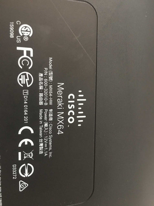Cisco Meraki MX64-HW Cloud Managed Security Appliance, Unclaimed _