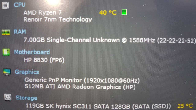 HP probook 635 Ryzen 7 4700U @ 2.00ghz / 8gb ram / READ #