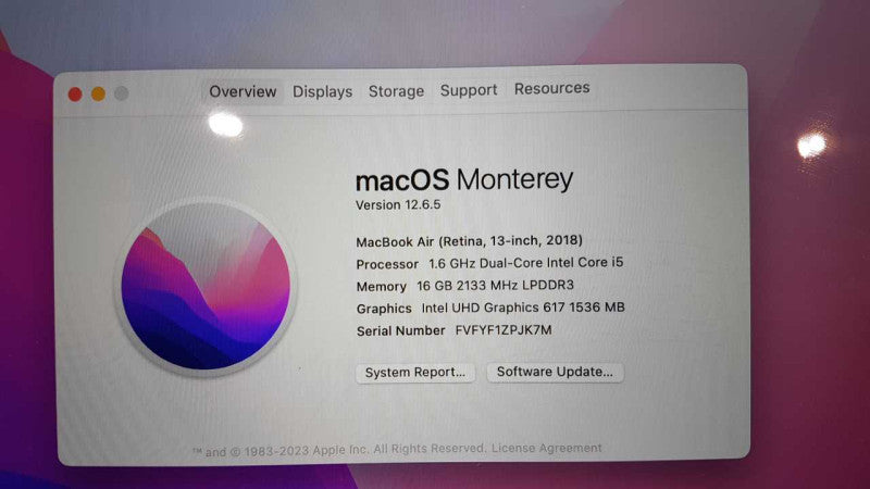 Macbook Air 13\\" 2018 I5-8210Y @ 1.6ghz / 16gb ram / READ #
