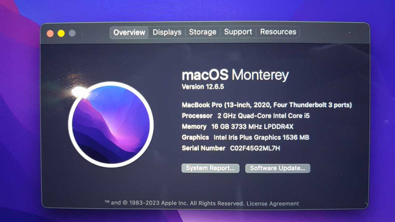Macbook Pro 2020 I5-1038NG7 @ 2.00ghz / 16gb ram / READ #
