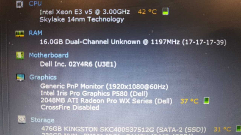 Dell Precision 7520 Mobile Workstation Xeon E3-1575M @ 3.00ghz / 16gb RAM #