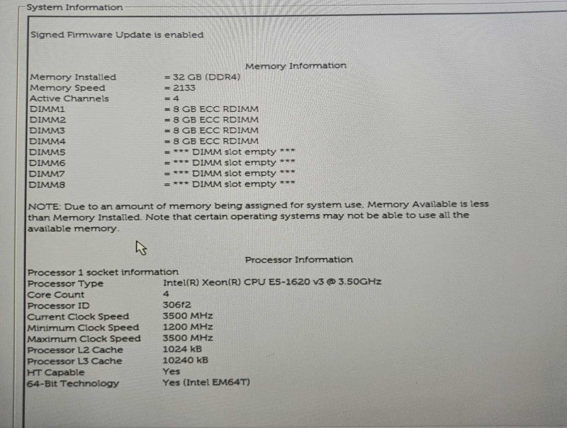 Dell Precision 5810 Xeon E5-1620 v3 @ 3.50GHz 32GB DDR4 ECC RAM K620 GPU )