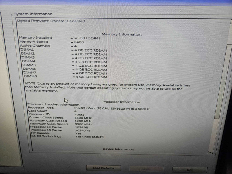 Dell Precision 5810 Xeon E5-1620 v4 @ 3.50GHz 32GB DDR4 ECC RAM K620 GPU )