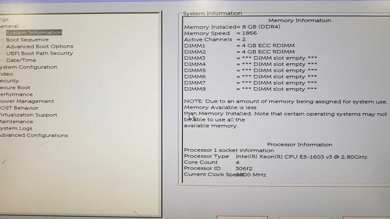 Dell Precision T5810 Xeon E5-1603 V3 @ 2.80ghz / 8gb ddr4 / read #