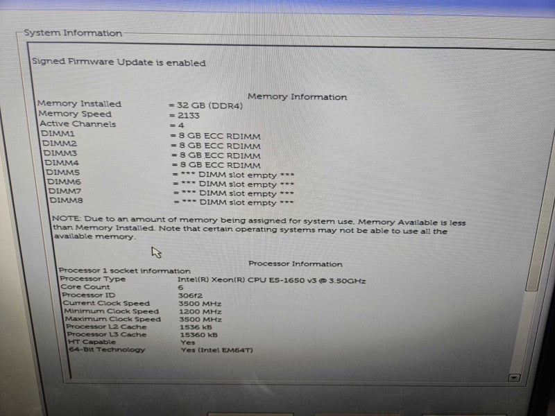 Dell Precision 5810 Xeon E5-1650 v3 @ 3.50GHz 32GB DDR4 ECC RAM 2x K620 GPU\\'s )