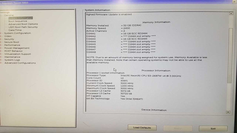 dell Precision T5810 Xeon E5-2687W V4 @ 3.00ghz / 32gb ram / READ #