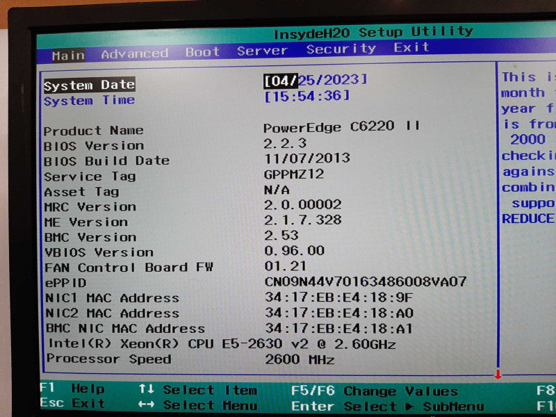 Dell PE C6220 II 4 Node, 8x Xeon E5-2630v2 2.6GHz, 256GB RAM, 2x PSU, Read Q_