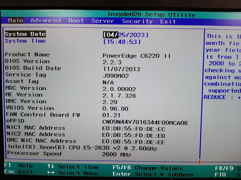 Dell PE C6220 II 4 Node, 8x Xeon E5-2630v2 2.6GHz, 256GB RAM, 2x PSU, Read Q_
