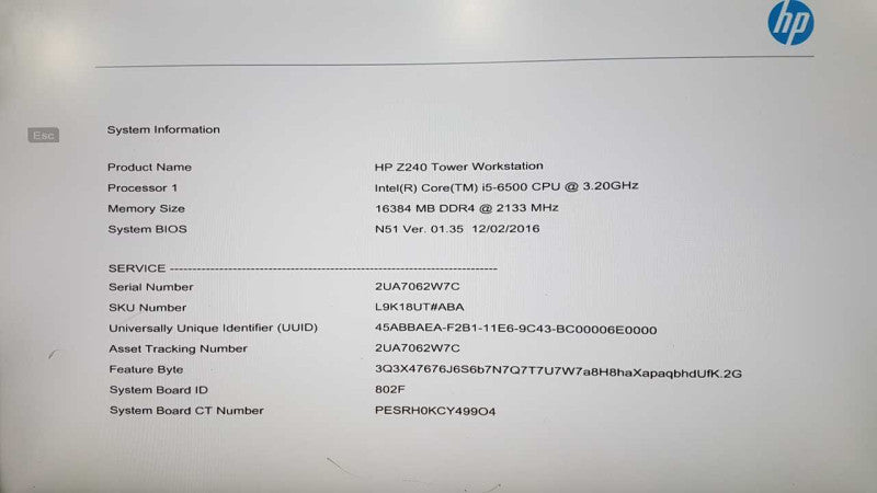 HP Z240 Workstation i5-6500 @ 3.20ghz / 16gb ram / READ #