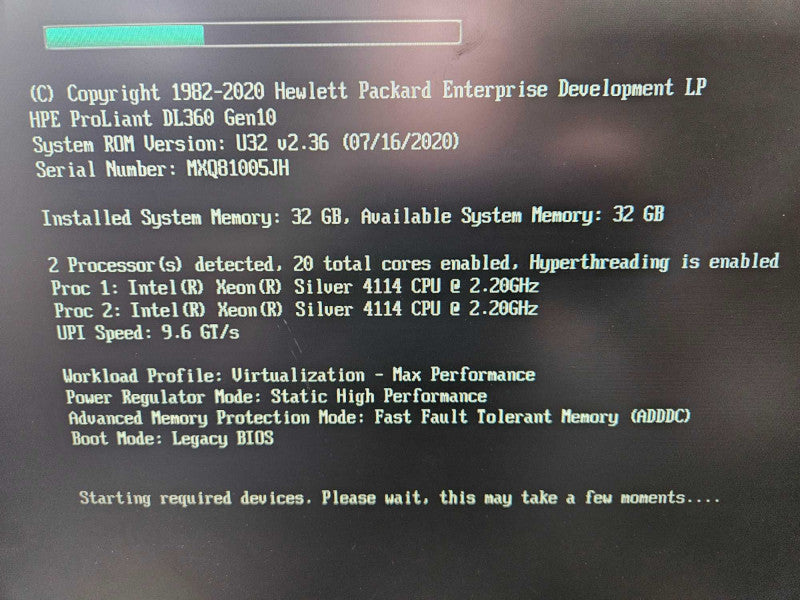 HP Proliant DL360 Gen10 Xeon Silver 4114 @ 2.20GHz 32 GB DDR4 P408i-a RAID )