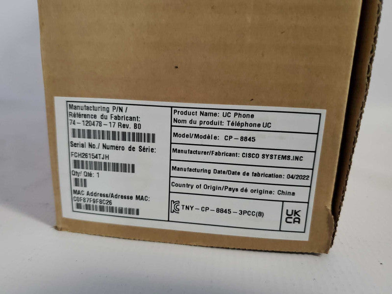 Cisco CP-8845 IP Phone - CP-8845-3PCC-K9 V17 - Q(