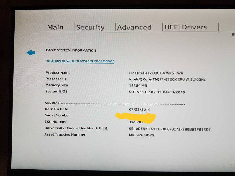 HP EliteDesk 800 G4 WKS Tower - Intel core i7-8700K @ 3.70 GHZ 16GB DDR4