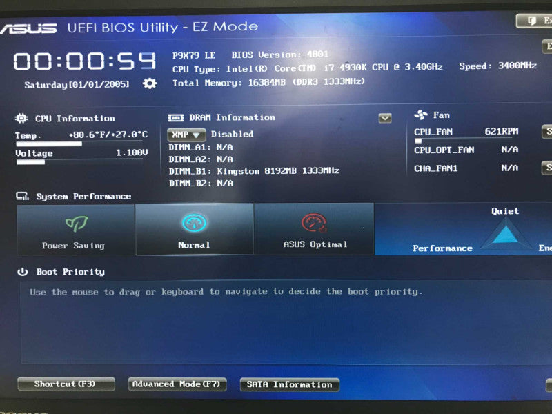 Cpu i7-4930K @ 3.40 GHZ, Asus Motherboard, 8gb ddr3, Zotac GT710 2GB combo