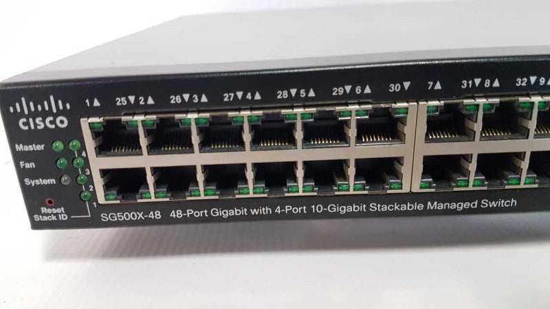 Cisco SG500X-48 48x port gigabit / 4x 10GbE managed Switch fact reset no ears #