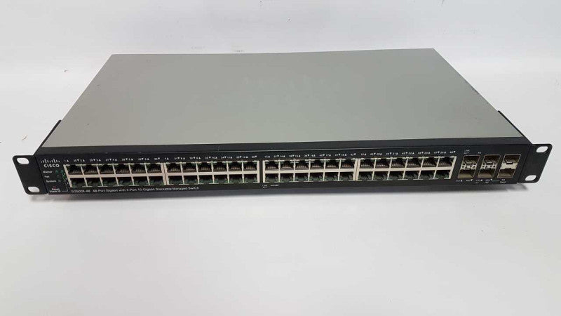 Cisco SG500X-48 48x port gigabit / 4x 10GbE managed Switch fact reset w/ ears #