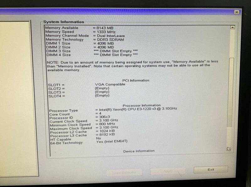 DELL Precision T1700 Intel Xeon E3-1220 v3 @3.1GHz 8GB RAM  -