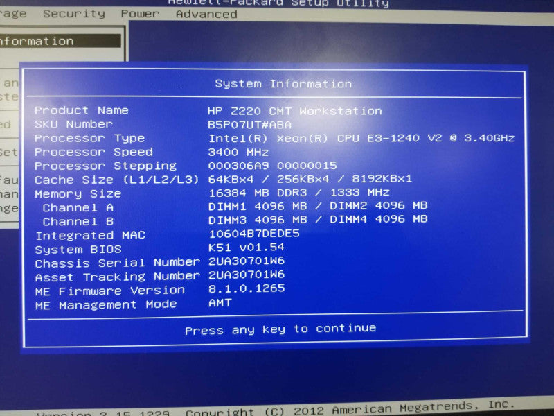 HP Z220 Workstation, Intel Xeon E3-1240 V2 3.4GHz, 16GB, No HDD, Quadro 2000  Q_
