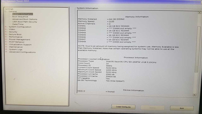 dell Precision T5810 Xeon E5-2687W V3 @ 3.10ghz / 64gb ram / READ #
