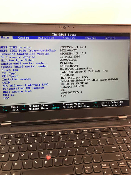 Lenovo ThinkPad P52 Intel Xeon E-2176M, @ 2.70GH / 16GB-Ram / 256GB- M.2 SSD