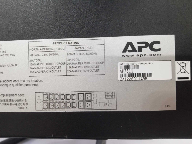 APC AP7811 Metered Server Rack 2U PDU 19\\" Rackmount 30A 200-240V _