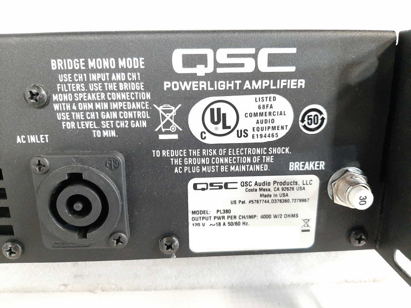 QSC PL380 Powerlight 3 8000W Power Amplifier READ $