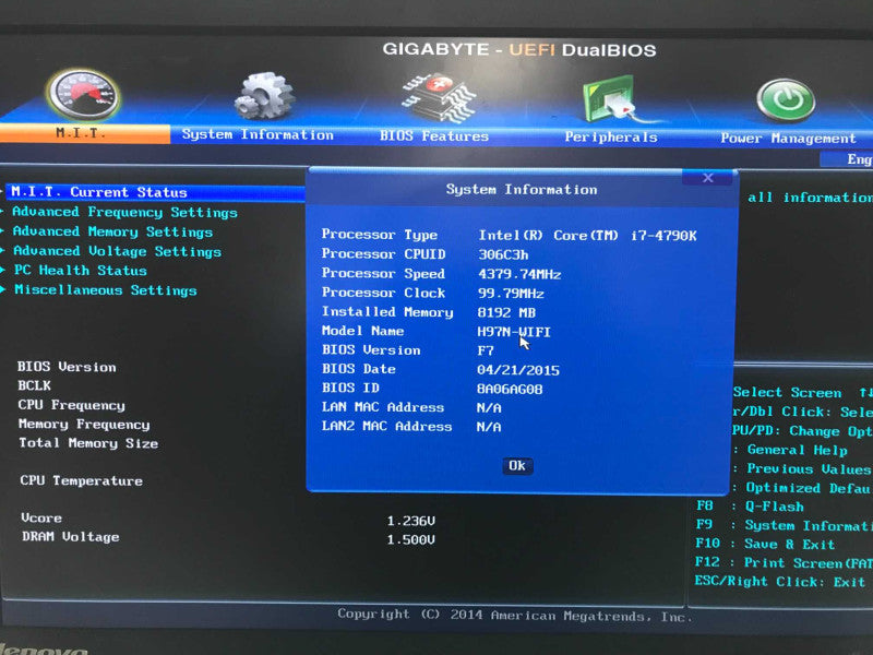 GIGABYTE GA-H97N-WIFI LGA1150 USB 3.0 Mini ITX Motherboard *READ*