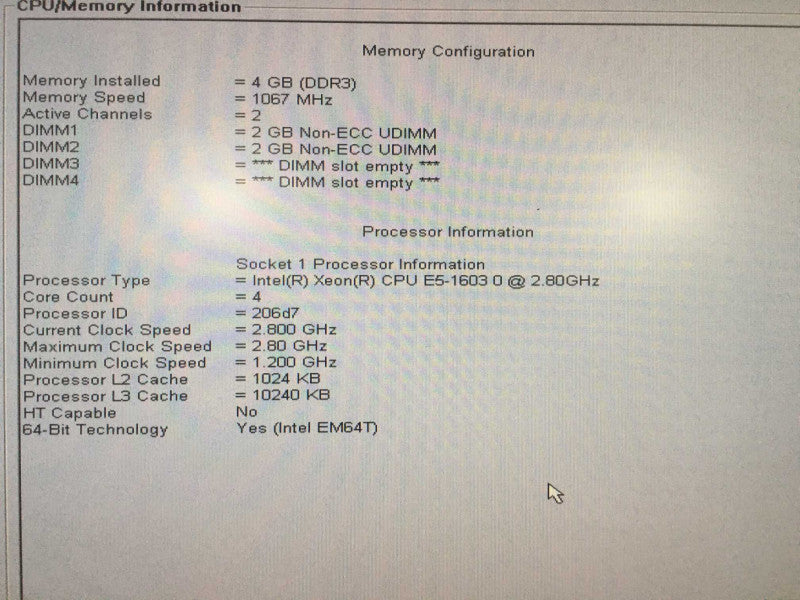 Dell Precision T3600 xeon E5-1603 @ 2.80ghz / 4gb ram / GPU FirePro V7900 2GB