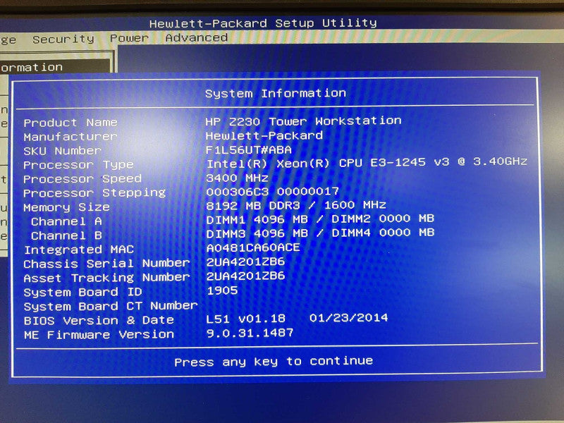 HP Z230 Tower Workstation Xeon E3-1270 v3 @ 3.4GHz 8GB DDR3 No HDD/GPU $
