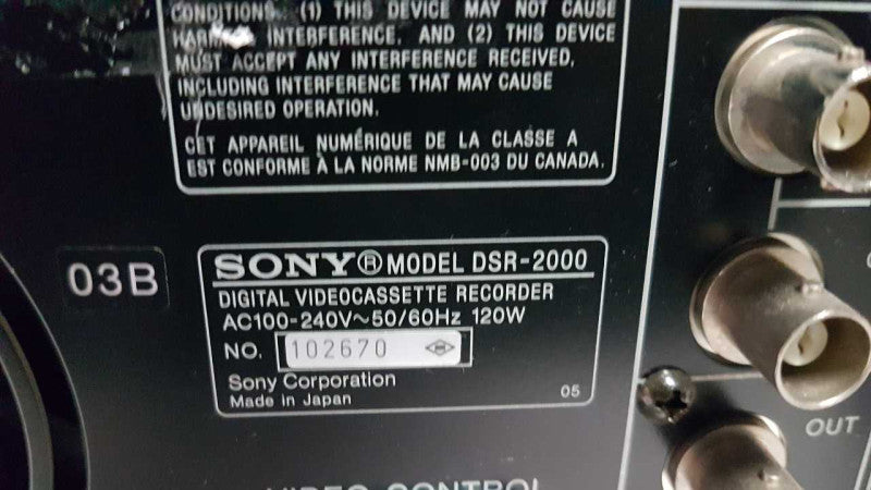 sony DSR-2000 digital video cassette recorder - READ #