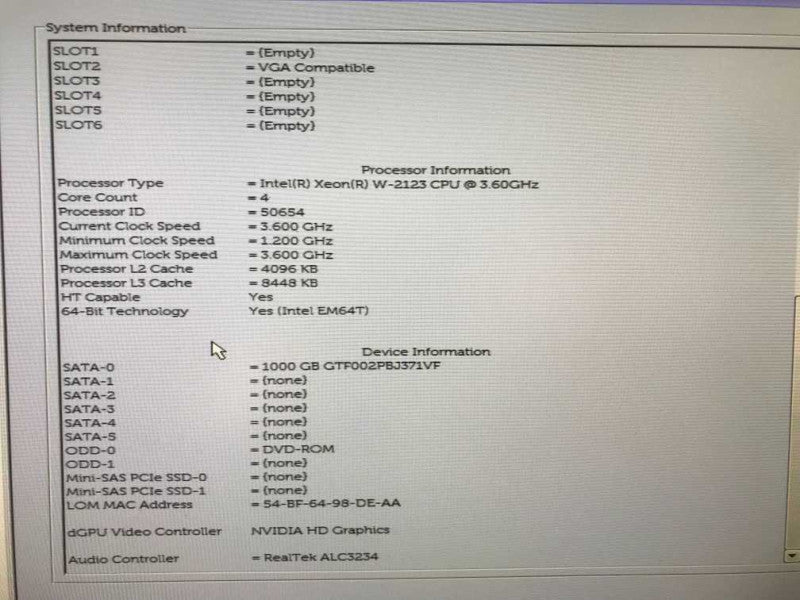 Dell Precision Tower T5820 Xen W-2123 @ 3.6 GHz, 4GB DDR4, 1TB HDD, GPU NV310 #
