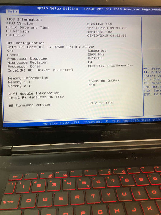 MSI GF65 Thin 9SEXR intel i7-9750H @ 2.60GHz / 16GB Ram / 256GB m.2 ssd.