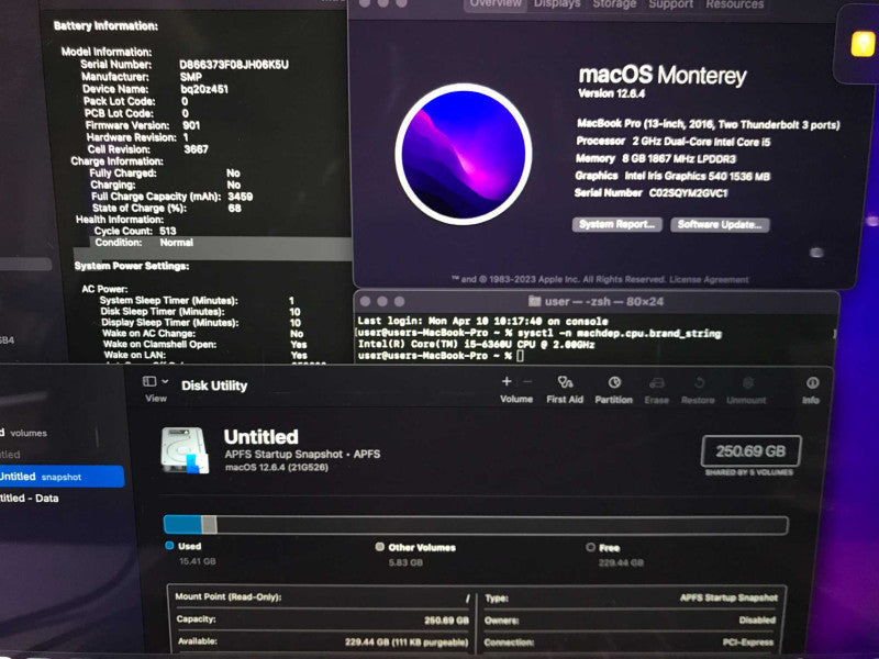 MacBook Pro 2016 13\\" Core i5-6360U, 8GB DDR3 250GB SSD