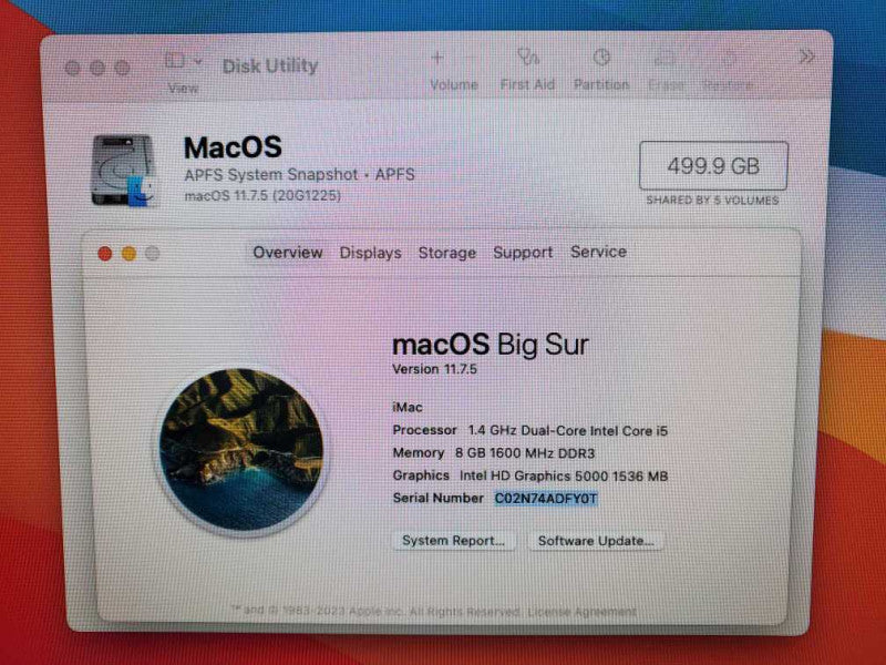 iMac 21.5\\" - M.2014 A1418, i5-4260U 1.4GHz/8GB DDR3, Intel HD5000, 500GB HDD  #