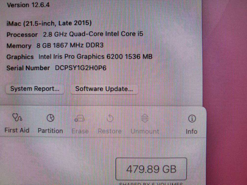 iMac 21.5\\" L.2015 i5 2.8GHz Intel Iris Pro 6200 500GB HDD #