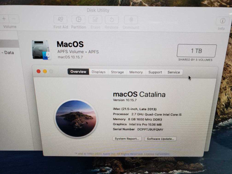 iMac 21.5\\" - L.2013 A1418, i5-4260U 2.7GHz/8GB, 1TB HDD  ~ #