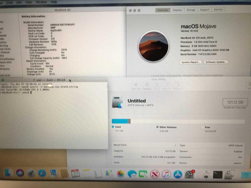 MacBook Air 2015 13\\" i5-5250U, 8GB DDR3, 120GB SSD Q