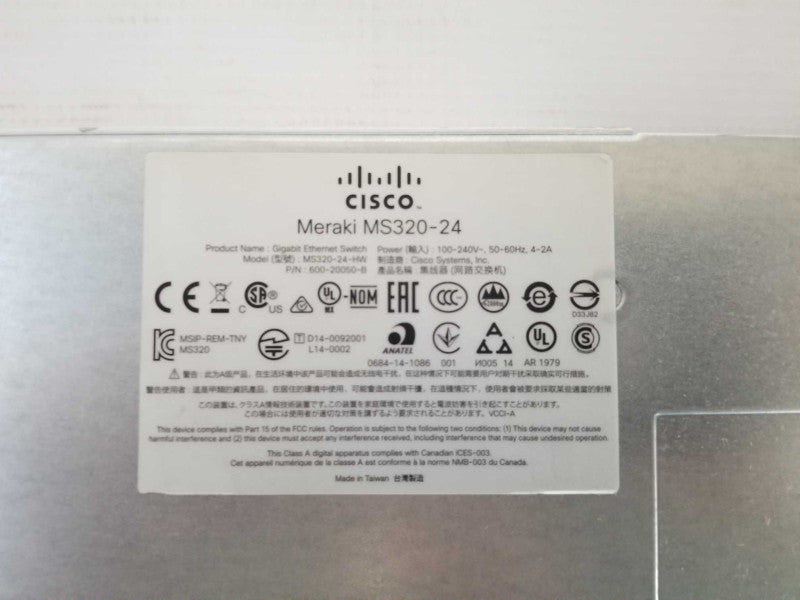 Cisco Meraki MS320-24-HW 24-Port Gigabit Switch, Unclaimed, No PSU, Read Q_