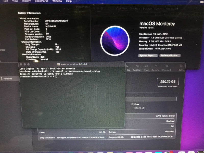 MacBook Air 2017 13\\" i5-5350U, 8GB DDR3, 250GB SSD