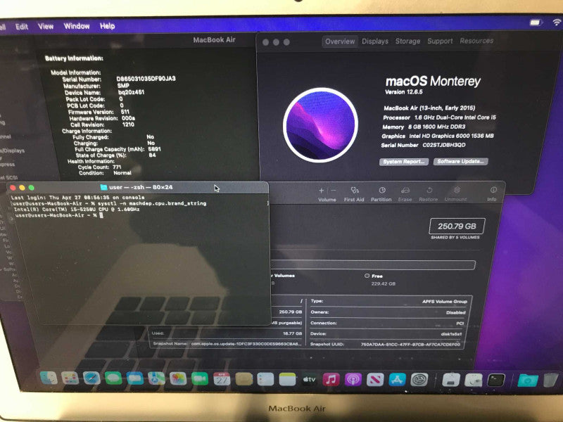 MacBook Air 2015 13\\" i5-5250U, 8GB DDR3, 250GB SSD