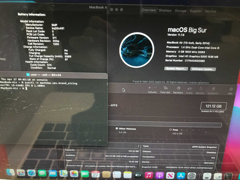 MacBook Air 2014 13\\" i5-4260U, 4GB DDR3, 120GB SSD