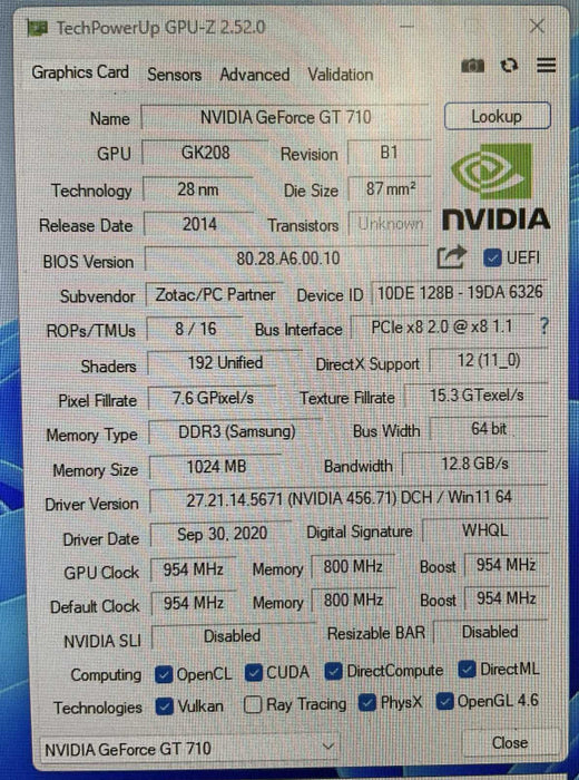 Nvidia GeForce GT 710 1GBN200300001040