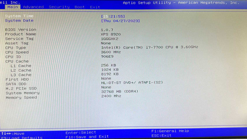Dell XPS 8920 Desktop Intel Core i7-7700 Quad-Core 32GB of 2400 Hz DDR4 RAM