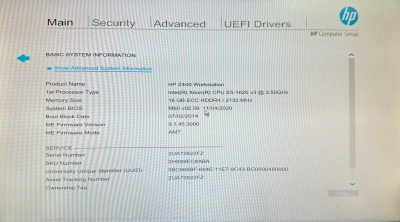 HP Z440 Workstation Desktop Intel Xeon E5-1620 v3 @ 3.50GHz 16GB ECC RDDR4