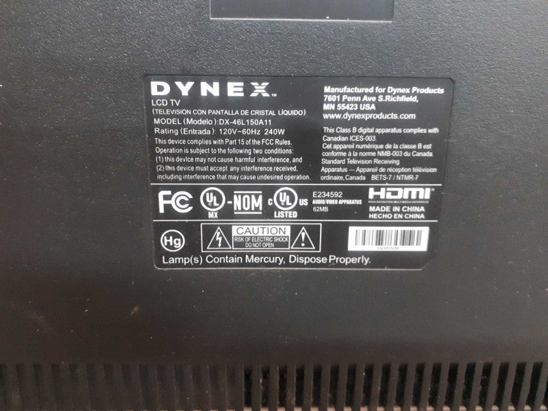 Dynex  46\\" LCD TV DX46L150A1 &
