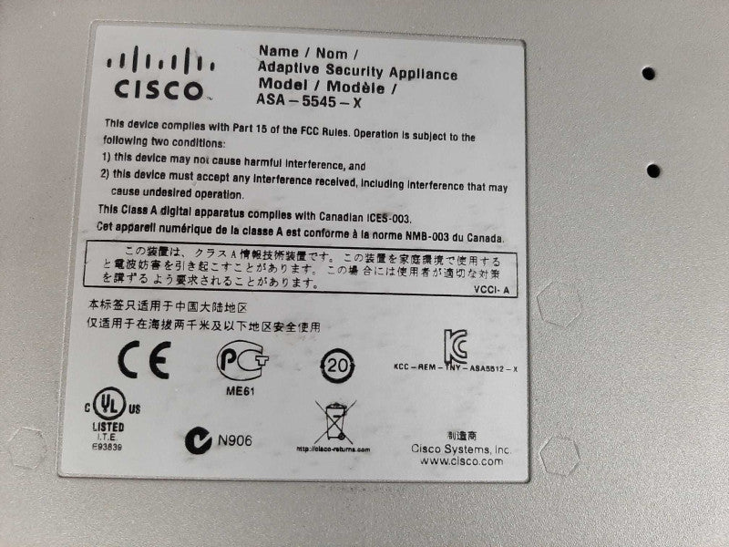 Cisco ASA5545-X Adaptive Security Appliance VPN Premium license, Read _