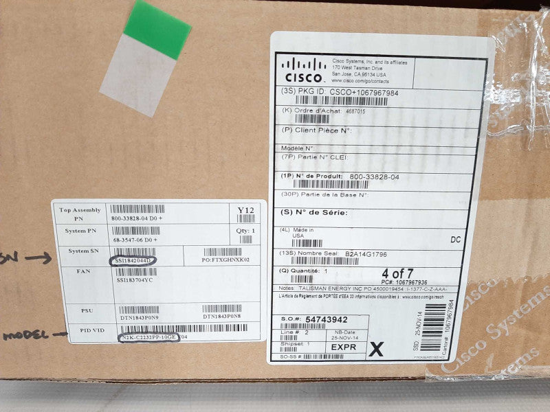 Cisco N2K-C2232PP-10GE 2232PP V01 Nexus 2000 Series Fabric Extender Open Box Q$