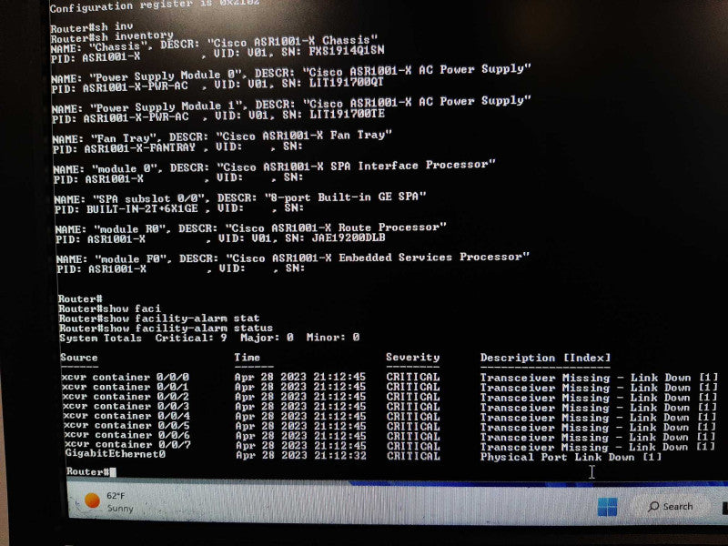 Cisco ASR1001-X Aggregation Service Router 6x 1GE SFP + 2x 10GE SFP+ Port IPB _