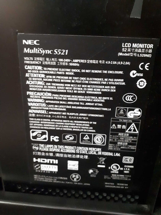 Smart Board (sbid r1cs06557) with NEC Monitor (MultiSync S521)- Read notes &