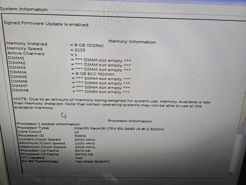 Dell Precision 5810 Xeon E5-2680 v3 @ 2.50GHz 8GB DDR4 RAM Quadro K2200 GPU )