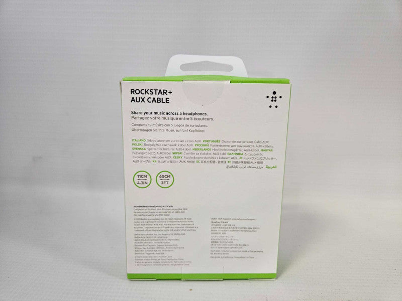 BELKIN ROCKSTAR + AUX CABLE, 5 WAY SPLITTER New In Box Q)